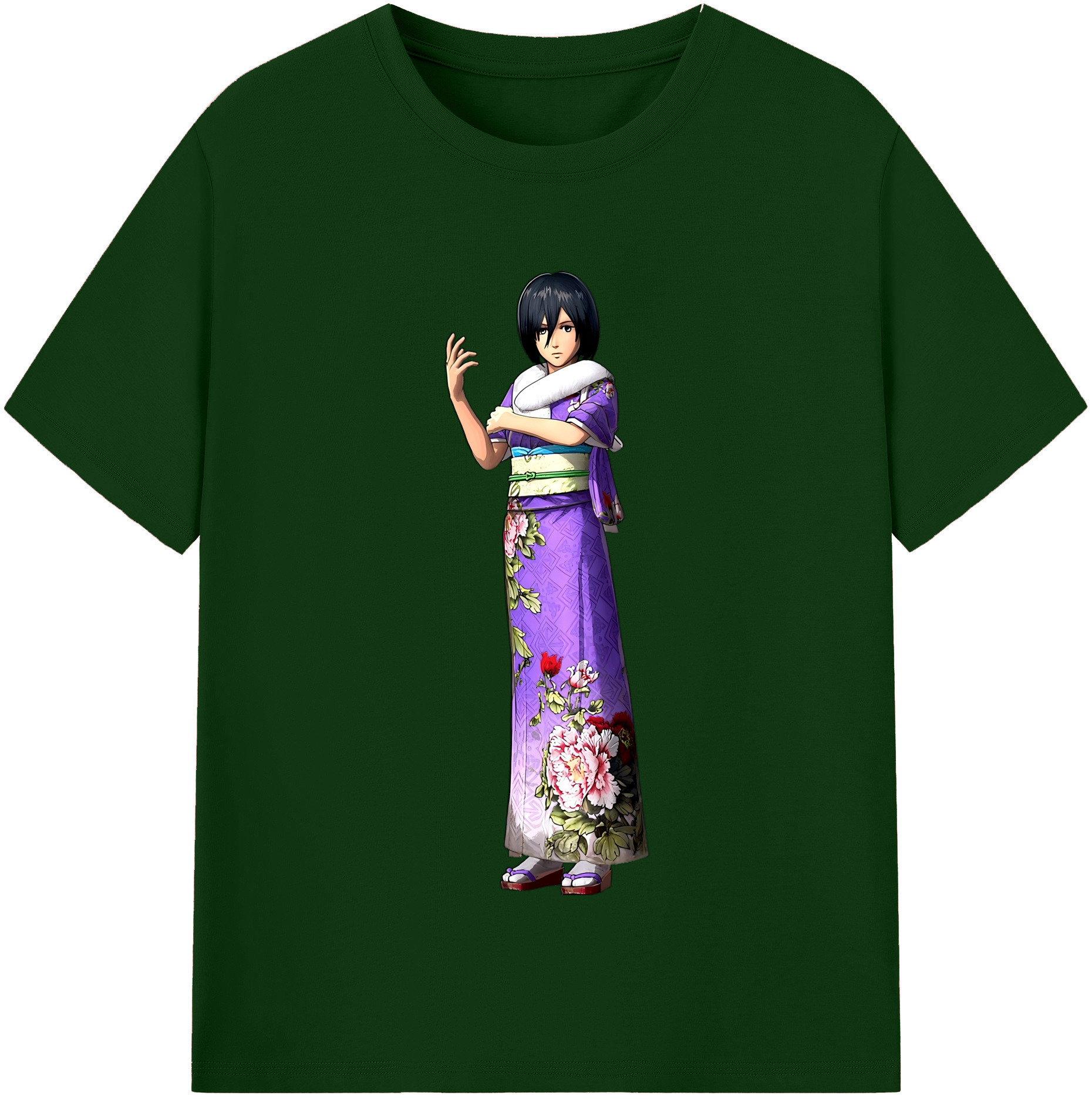 （画像用） 進撃の巨人 ミカサ·アッカーマン Attack on Titan Mikasa Ackerman 綿100％半袖Tシャツ（フロントプリント）